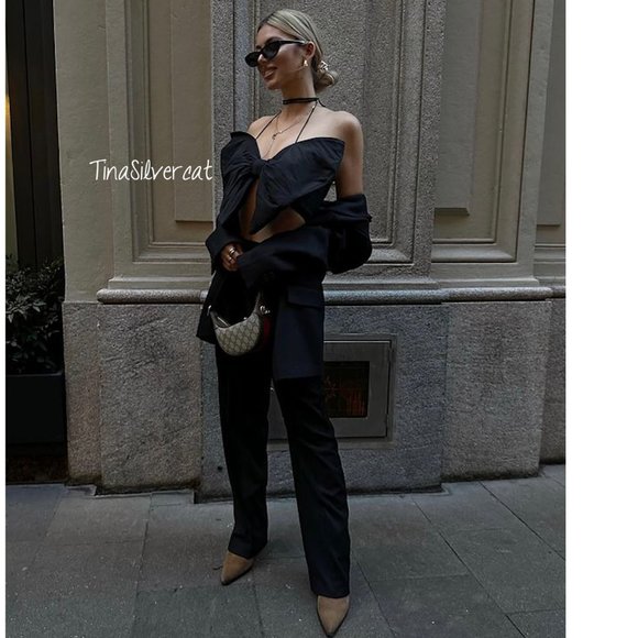 BLOGGER'S FAVE! Zara Limited Edition Bandeau Bow Top Sz XS NWT - Picture 10 of 17